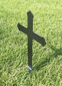 Cross angled view in ground